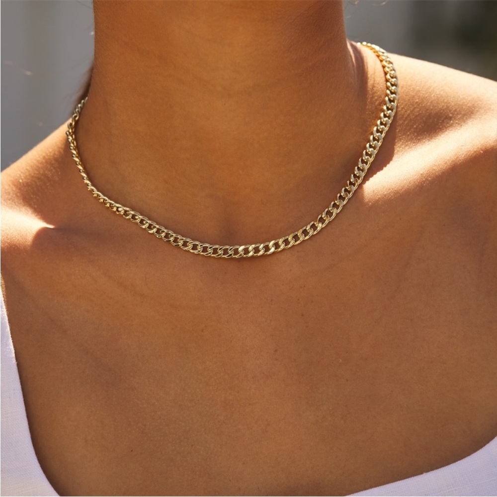 NEVEH 14K Gold Plated Stainless Steel Cuban Link Chain, OS